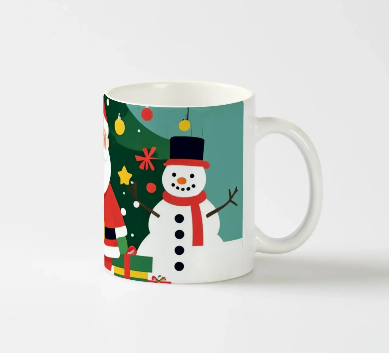 Albero di Natale con Babbo Natale e pupazzo di neve tazza in ceramica da DesignDoodle