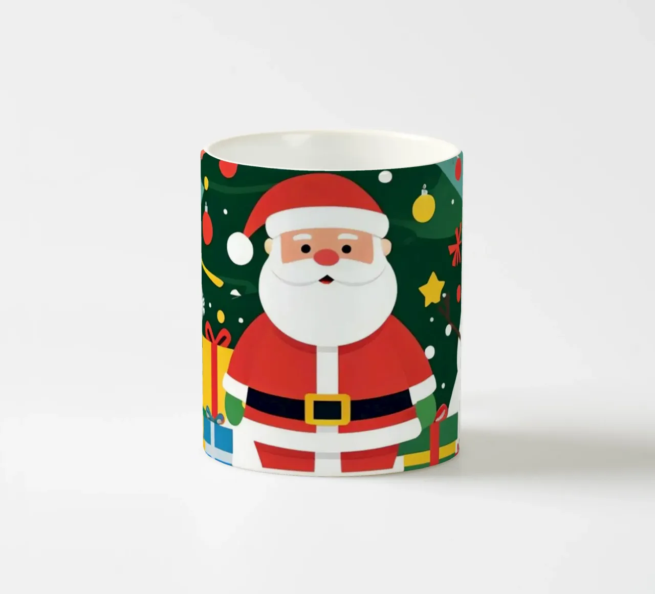 Albero di Natale con Babbo Natale e pupazzo di neve tazza in ceramica da DesignDoodle