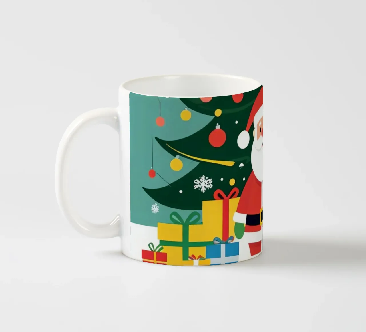 Albero di Natale con Babbo Natale e pupazzo di neve tazza in ceramica da DesignDoodle