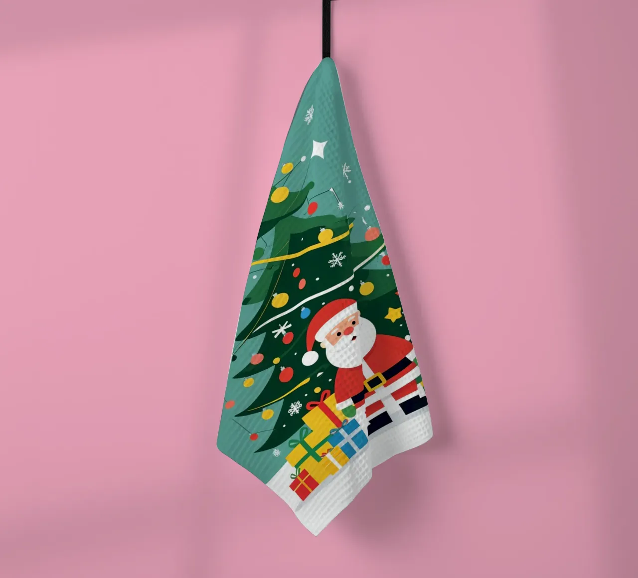 Albero di Natale con Babbo Natale e pupazzo di neve canovaccio da cucina da DesignDoodle