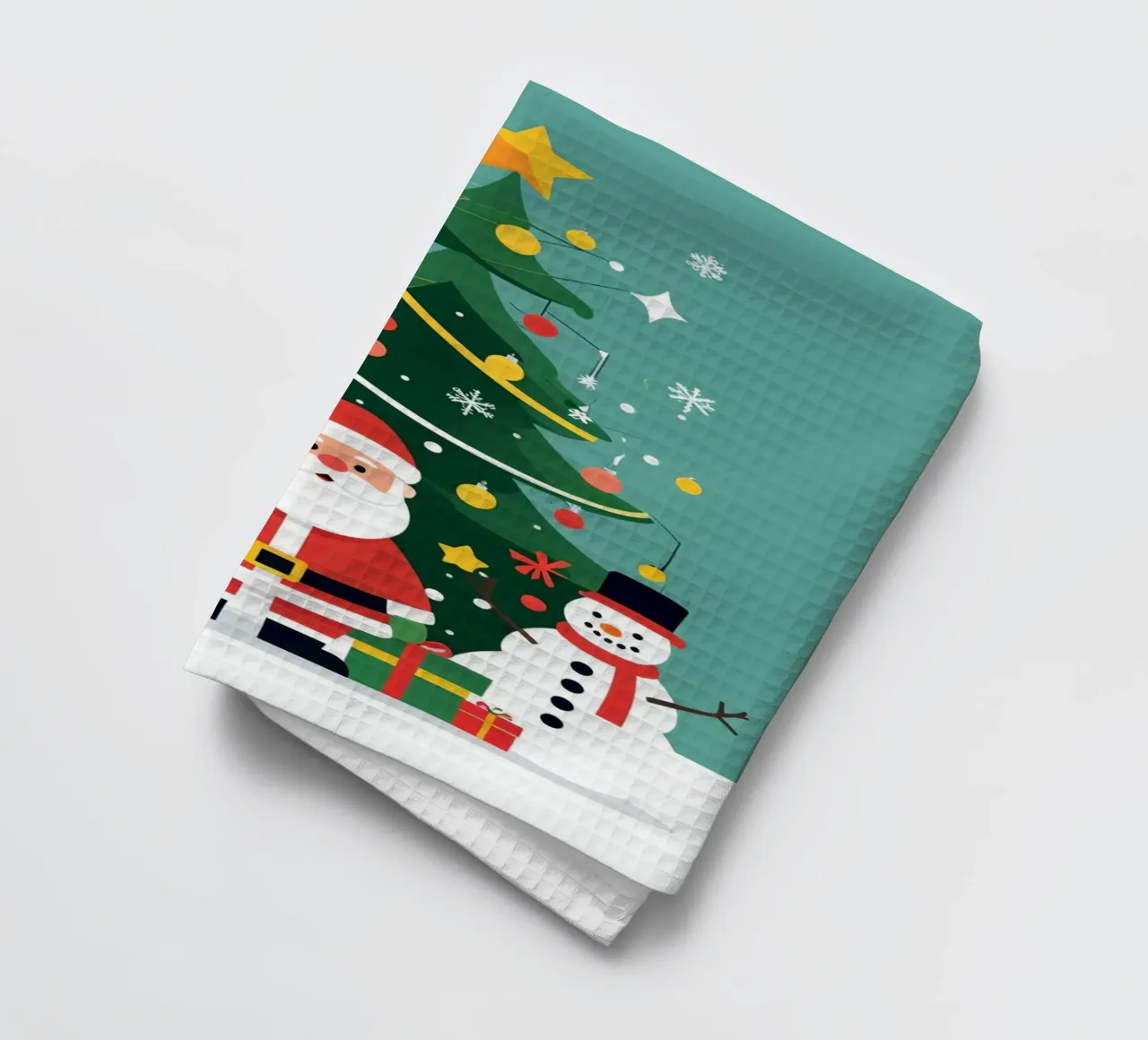 Albero di Natale con Babbo Natale e pupazzo di neve canovaccio da cucina da DesignDoodle