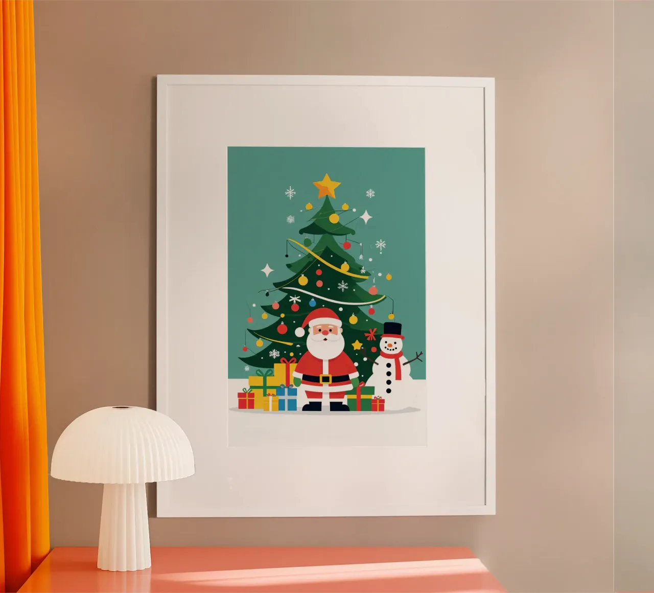Albero di Natale con Babbo Natale e pupazzo di neve carta hahnemühle da DesignDoodle