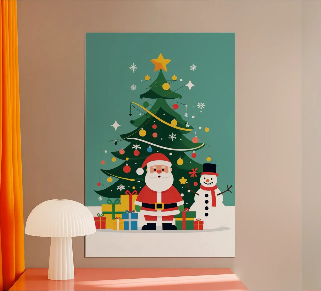 Albero di Natale con Babbo Natale e pupazzo di neve carta hahnemühle da DesignDoodle