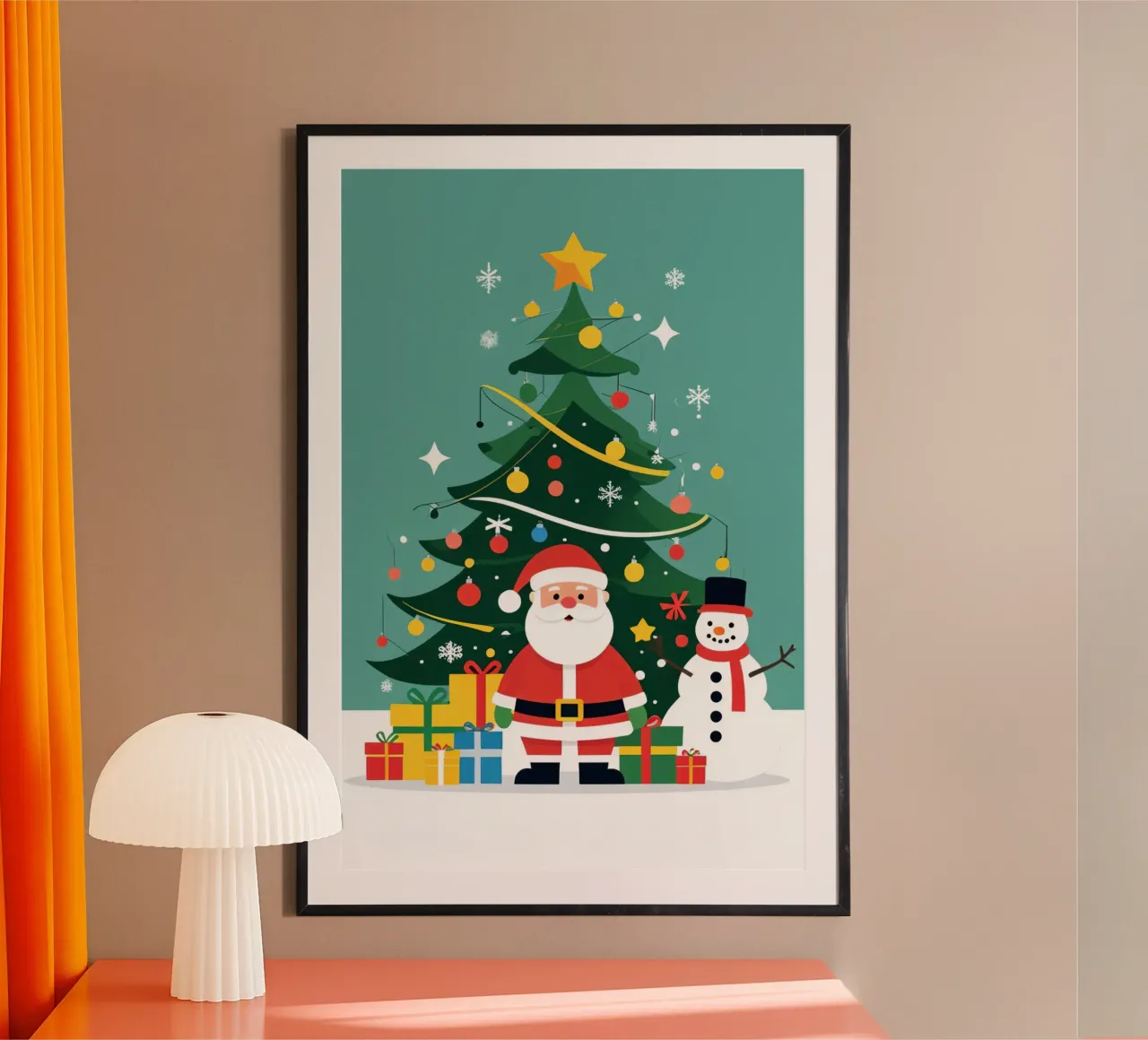 Albero di Natale con Babbo Natale e pupazzo di neve carta hahnemühle da DesignDoodle