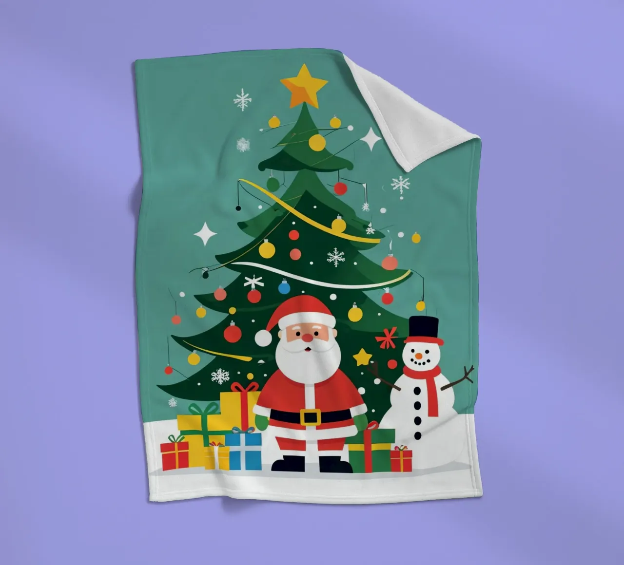 Albero di Natale con Babbo Natale e pupazzo di neve coperta in pile da DesignDoodle