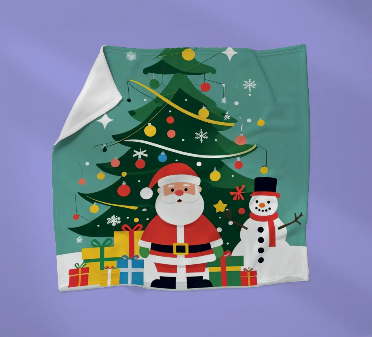 Albero di Natale con Babbo Natale e pupazzo di neve coperta in pile da DesignDoodle