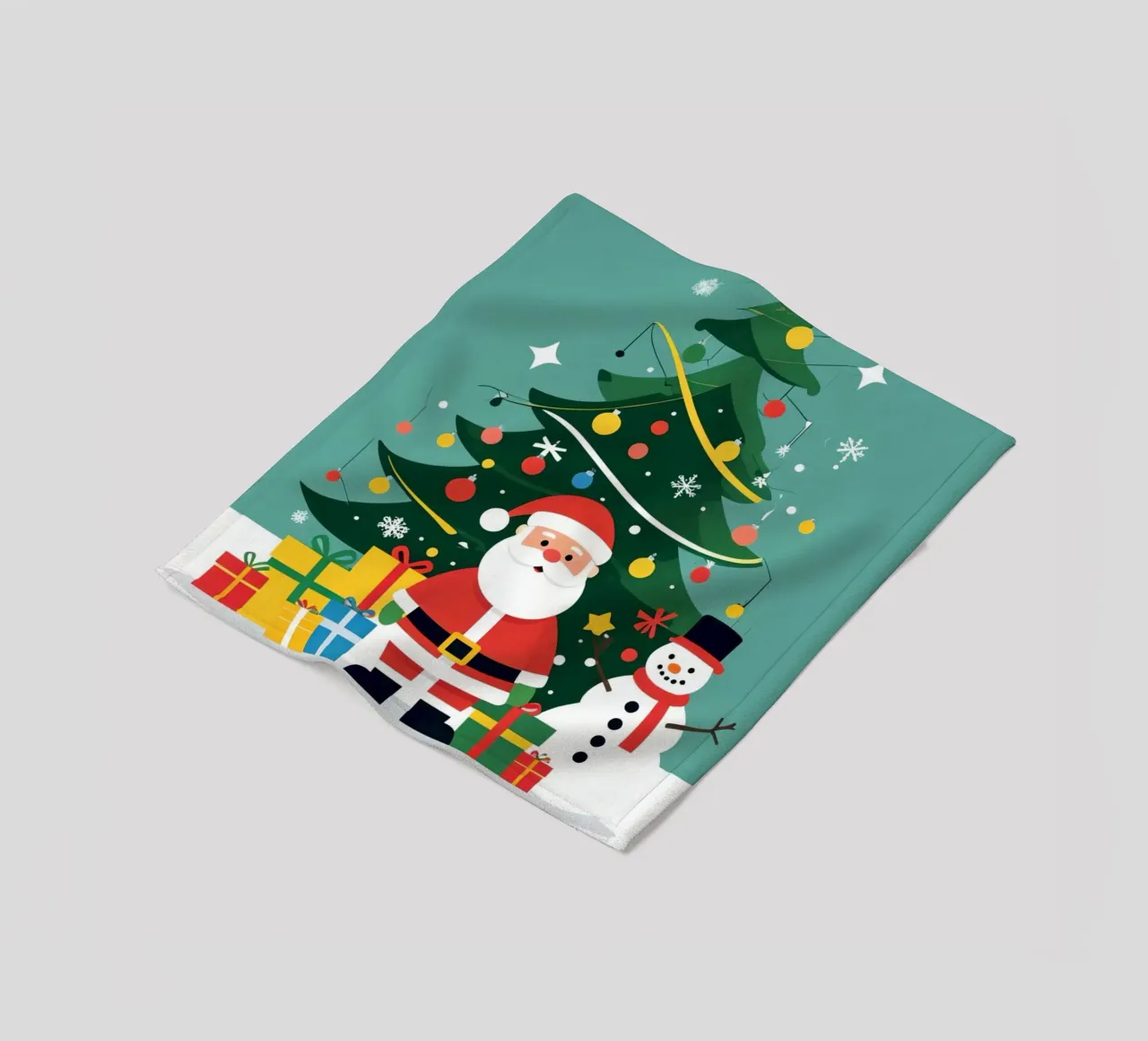 Albero di Natale con Babbo Natale e pupazzo di neve coperta in pile da DesignDoodle