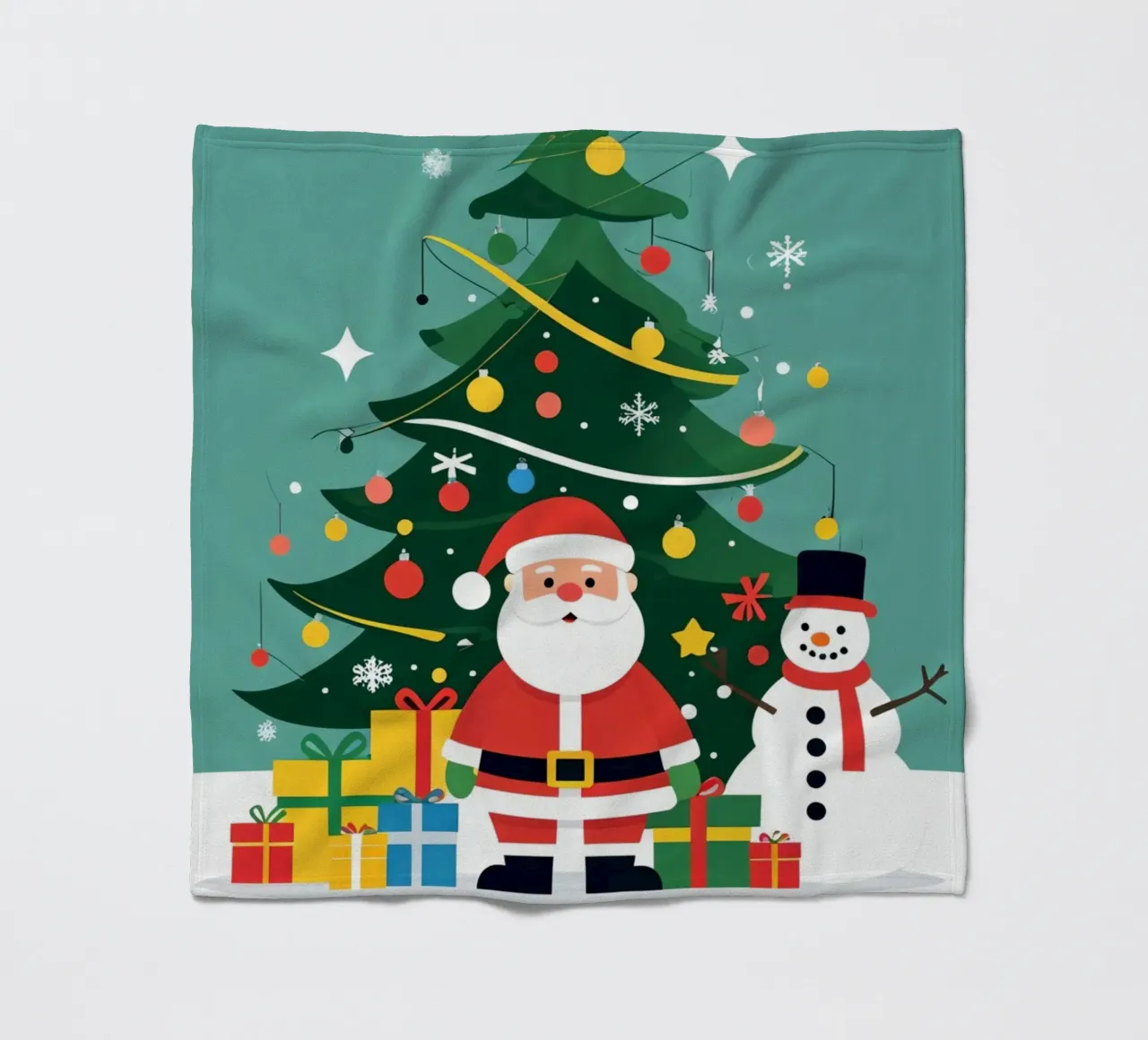 Albero di Natale con Babbo Natale e pupazzo di neve coperta in pile da DesignDoodle