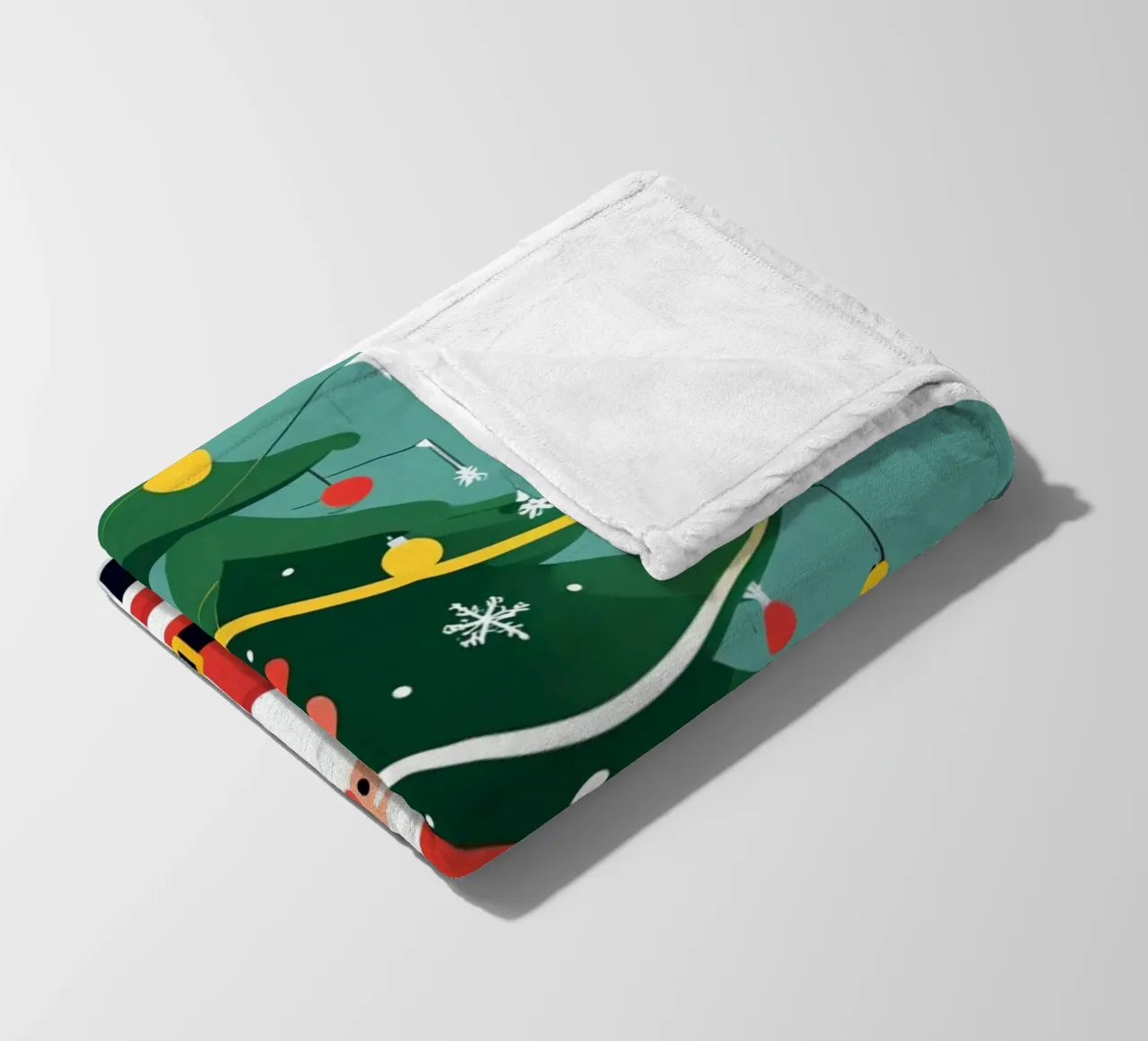Albero di Natale con Babbo Natale e pupazzo di neve coperta in pile da DesignDoodle