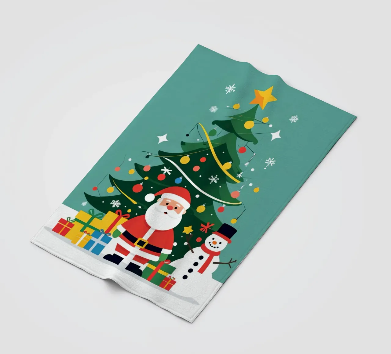 Albero di Natale con Babbo Natale e pupazzo di neve coperta in pile da DesignDoodle