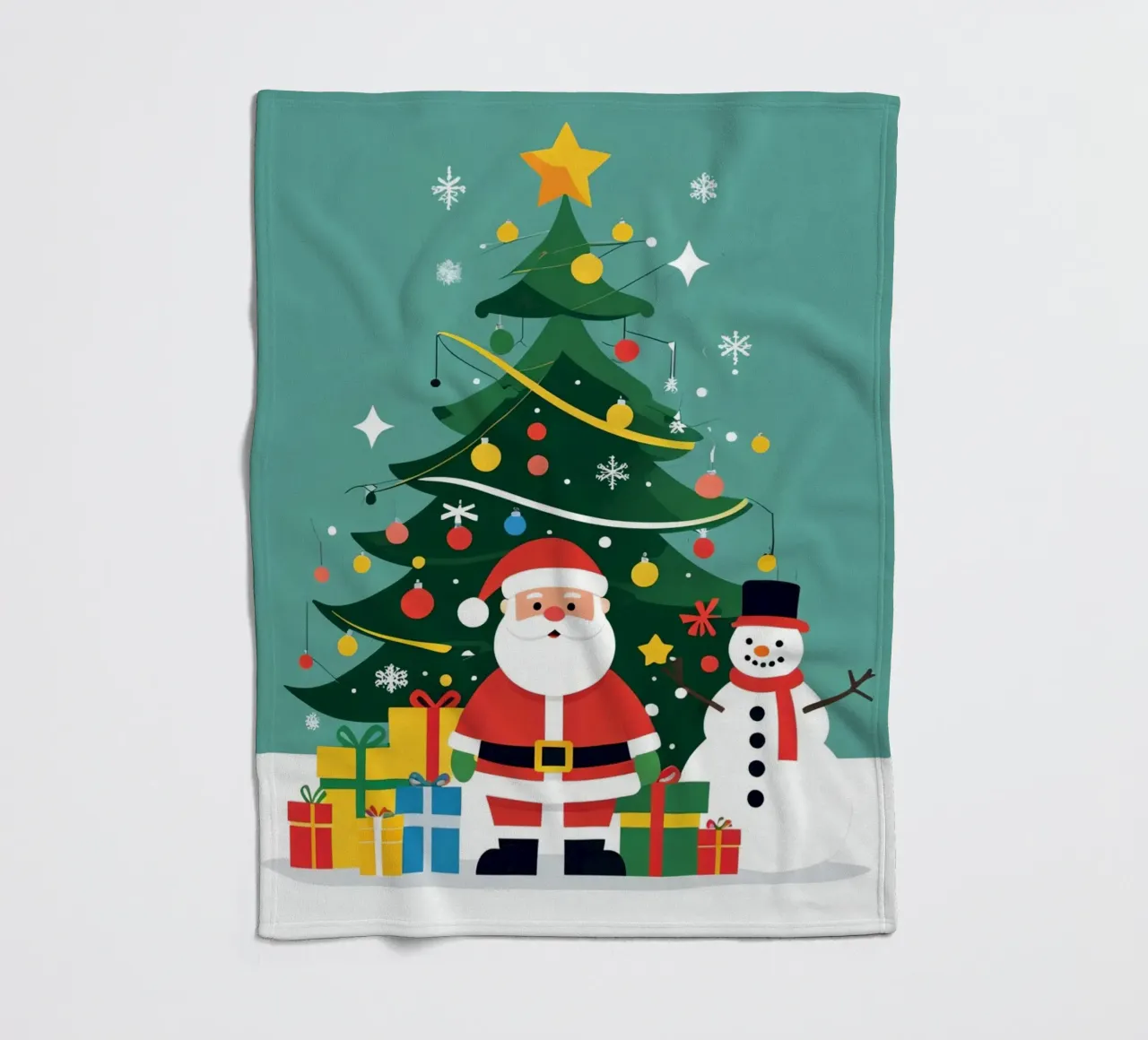 Albero di Natale con Babbo Natale e pupazzo di neve coperta in pile da DesignDoodle