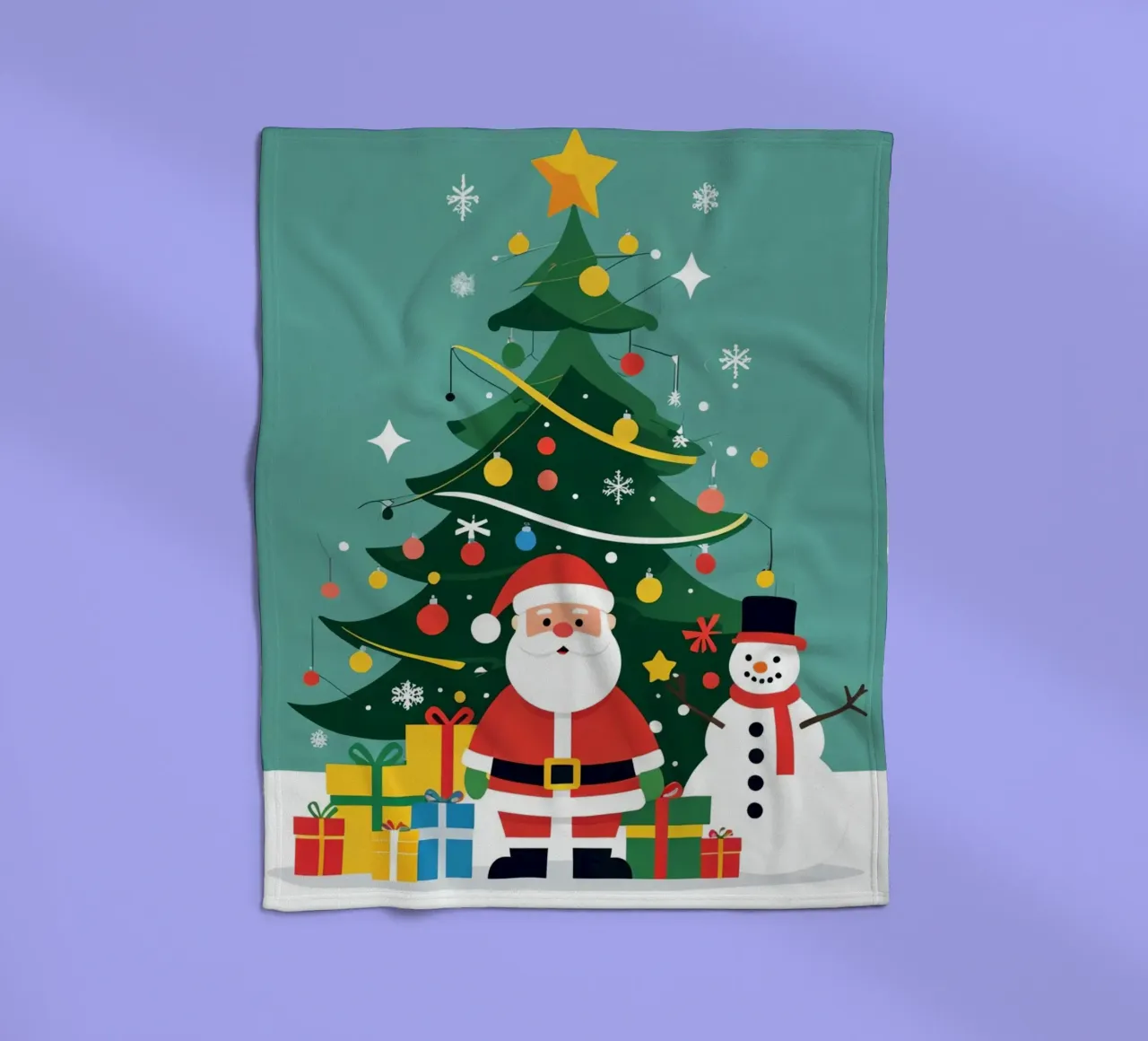 Albero di Natale con Babbo Natale e pupazzo di neve coperta in pile da DesignDoodle