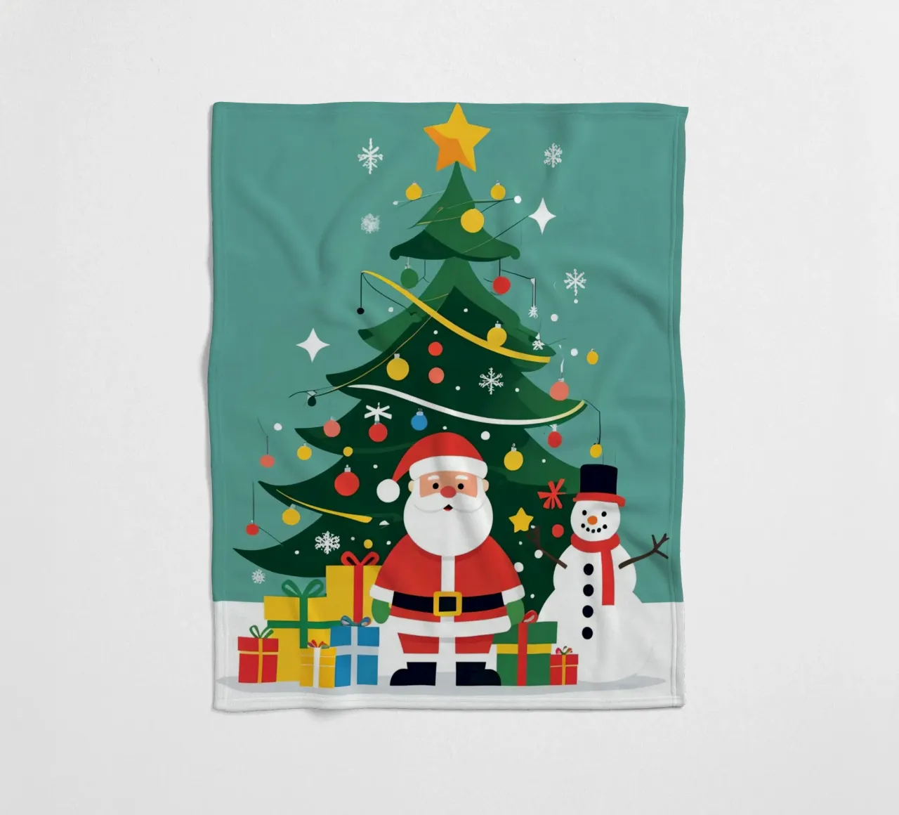 Albero di Natale con Babbo Natale e pupazzo di neve coperta in pile da DesignDoodle