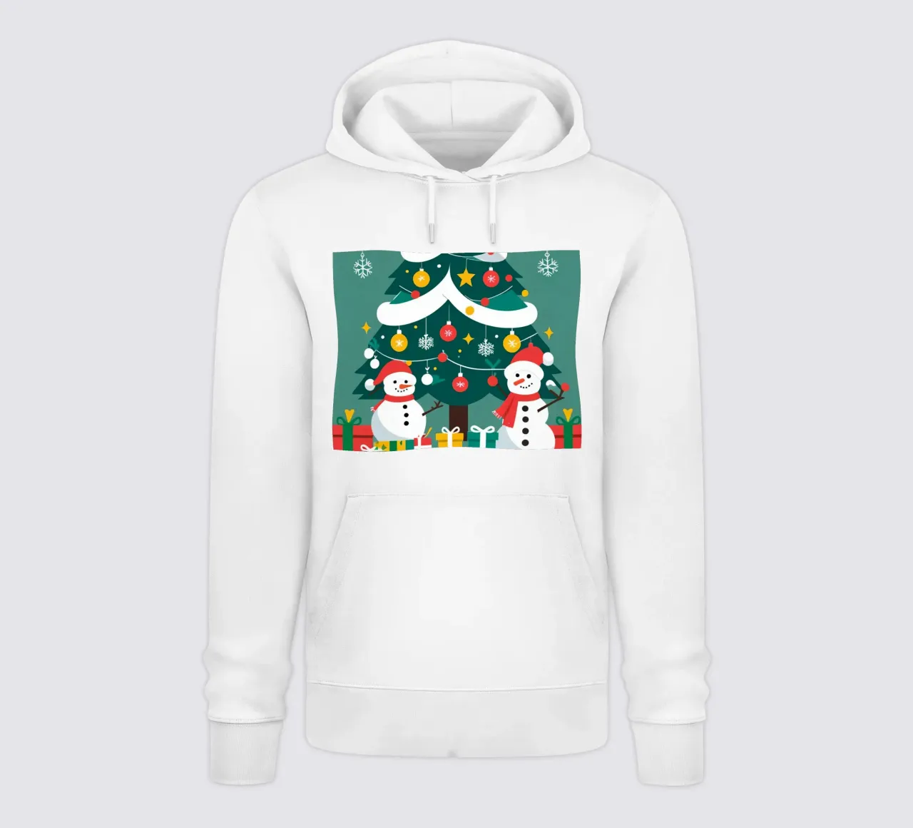 Weihnachtsbaum mit Schneemännern und Geschenken Hoodie von DesignDoodle