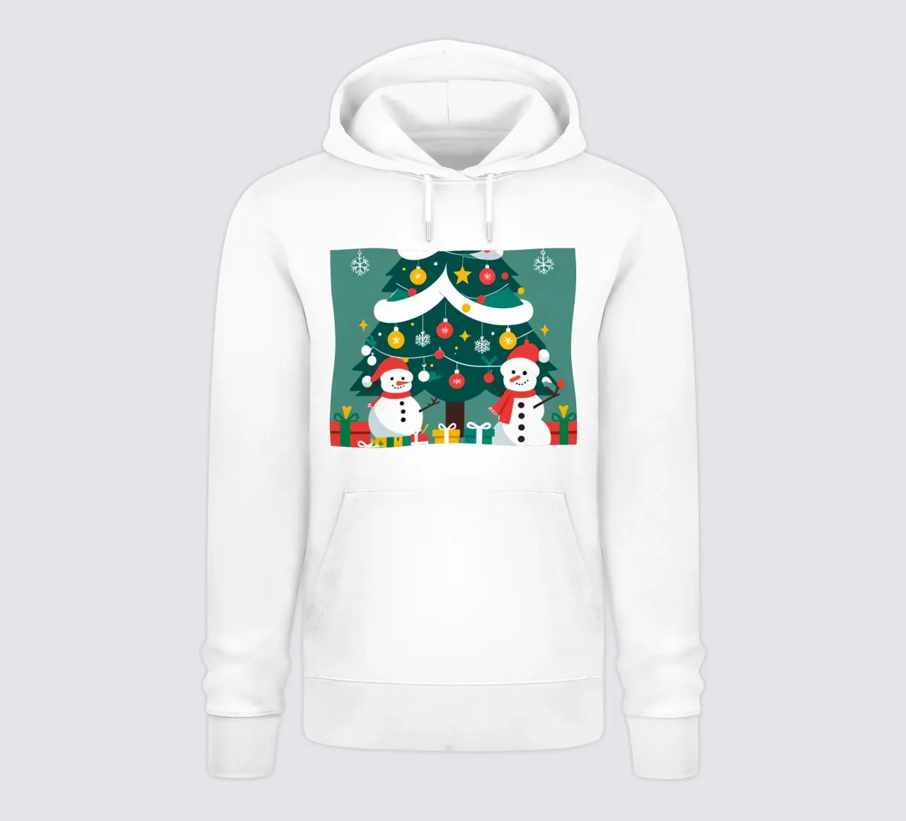 Árbol de Navidad con muñecos de nieve y regalos sudadera con capucha de DesignDoodle