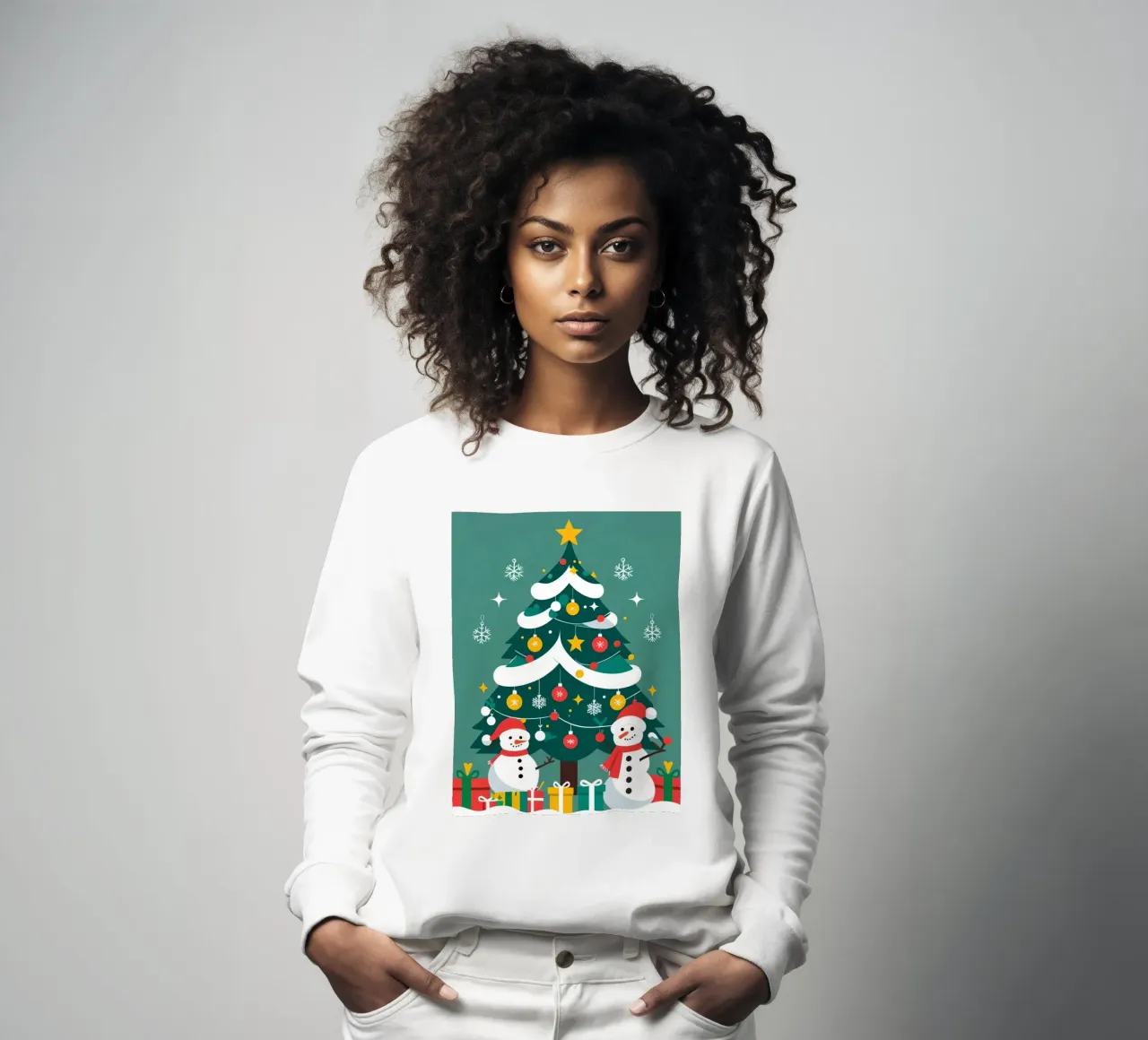 Albero di Natale con pupazzi di neve e regali felpa da DesignDoodle