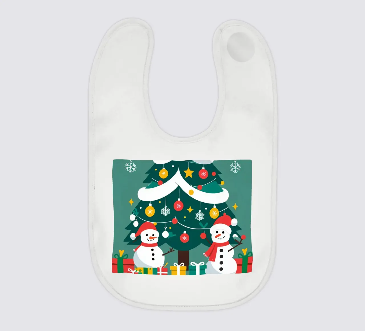 Weihnachtsbaum mit Schneemännern und Geschenken Babylätzchen von DesignDoodle