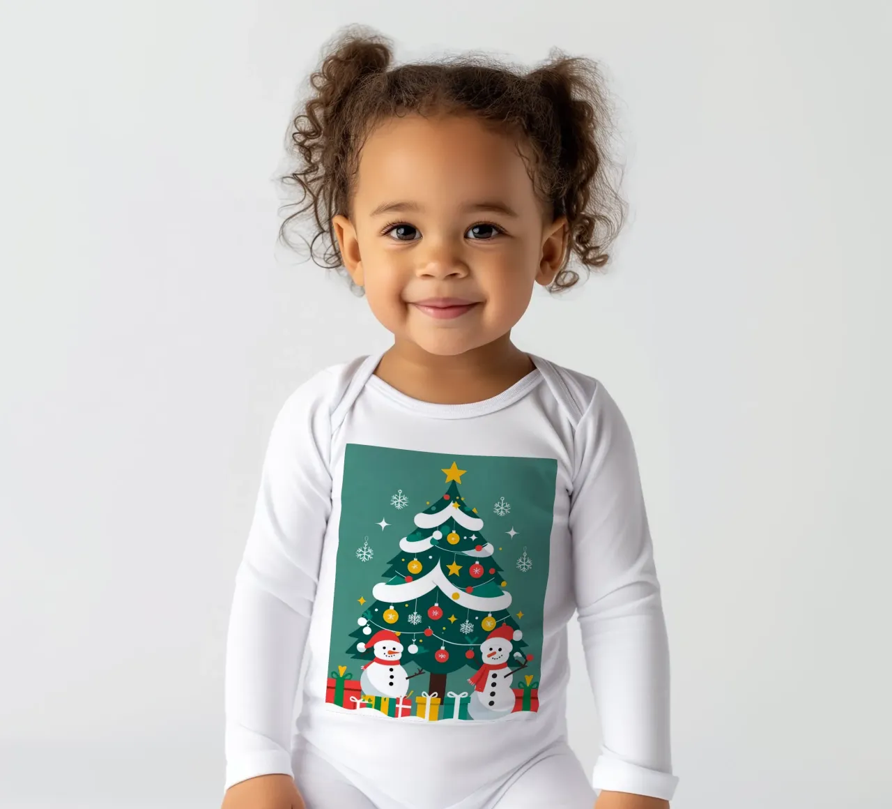 Albero di Natale con pupazzi di neve e regali body neonato maniche lunghe da DesignDoodle