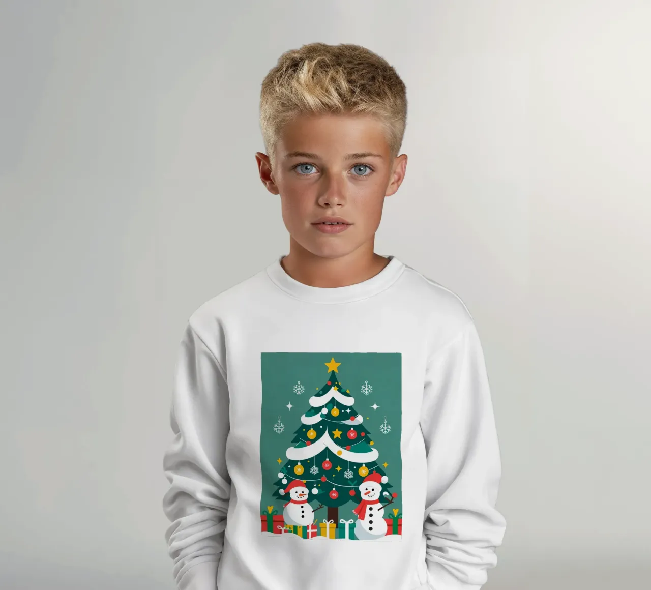 Albero di Natale con pupazzi di neve e regali felpa bambino da DesignDoodle