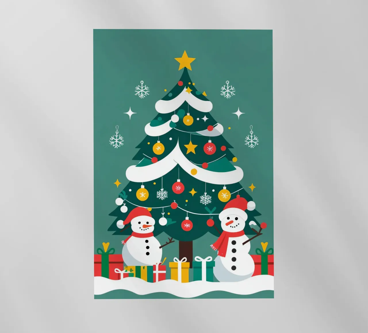 Albero di Natale con pupazzi di neve e regali pellicola backlit da DesignDoodle