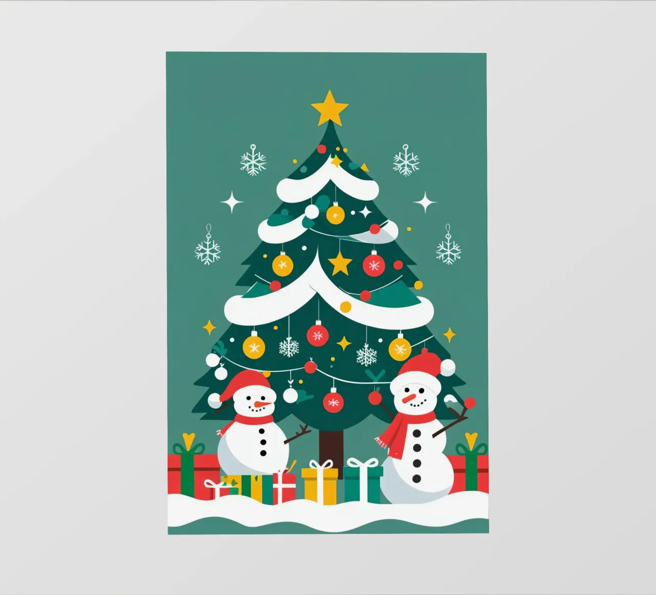 Albero di Natale con pupazzi di neve e regali pellicola backlit da DesignDoodle