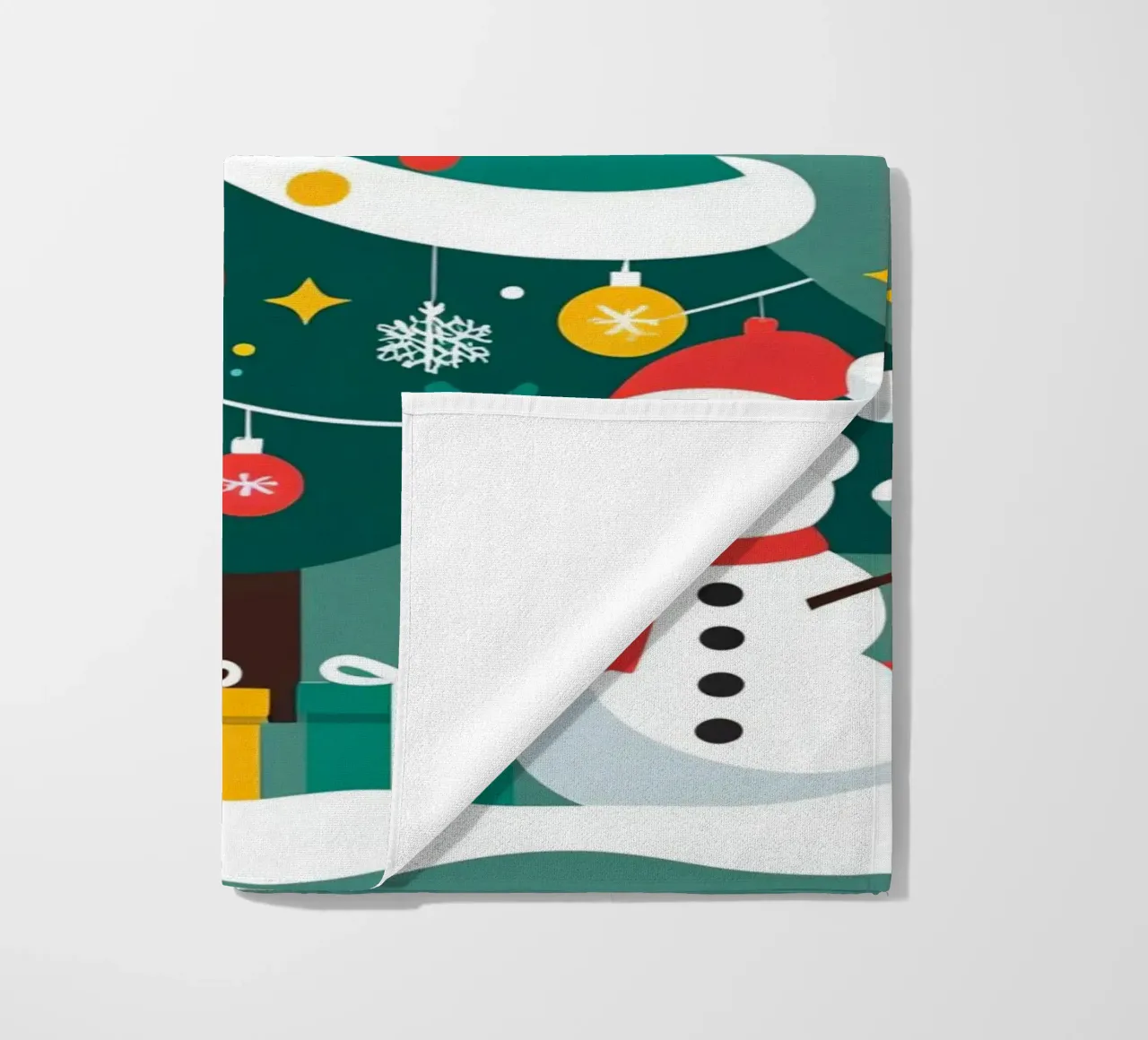Albero di Natale con pupazzi di neve e regali telo mare da DesignDoodle