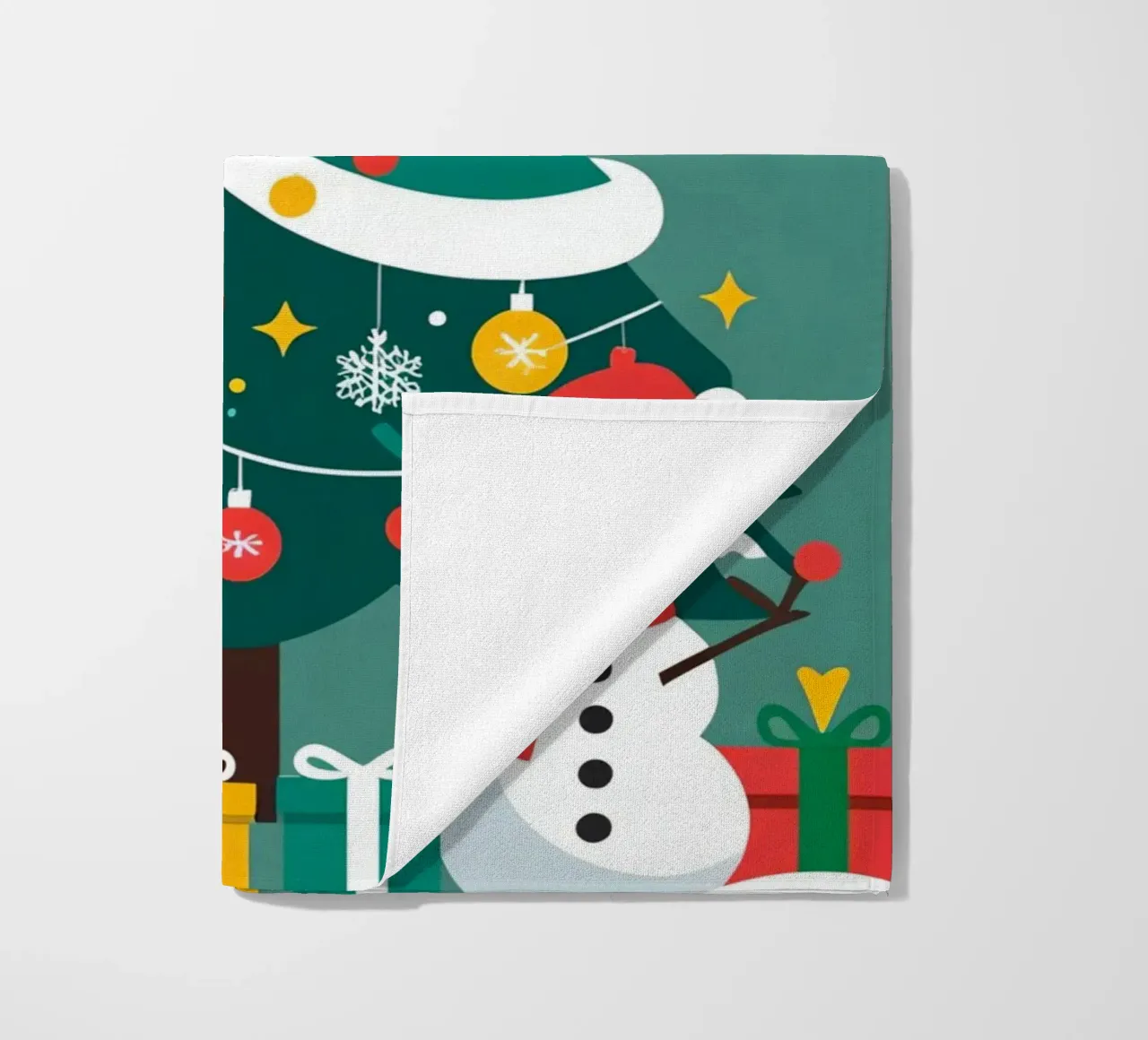 Albero di Natale con pupazzi di neve e regali telo mare da DesignDoodle