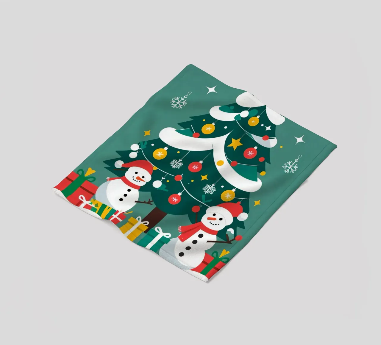 Albero di Natale con pupazzi di neve e regali coperta in pile da DesignDoodle