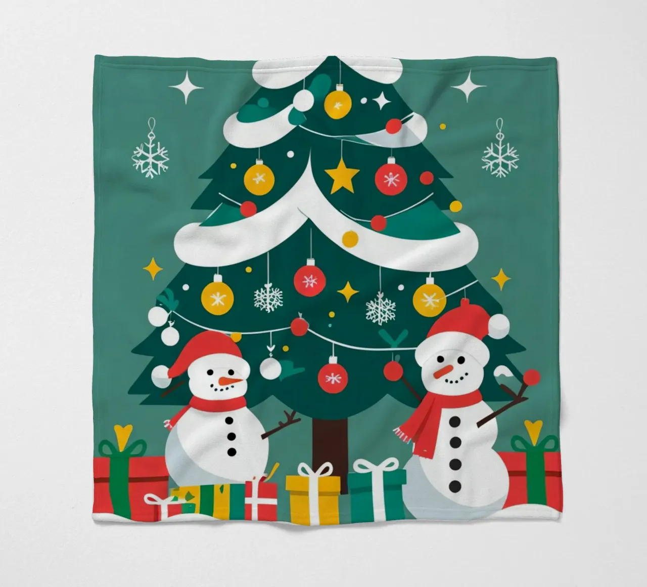 Albero di Natale con pupazzi di neve e regali coperta in pile da DesignDoodle