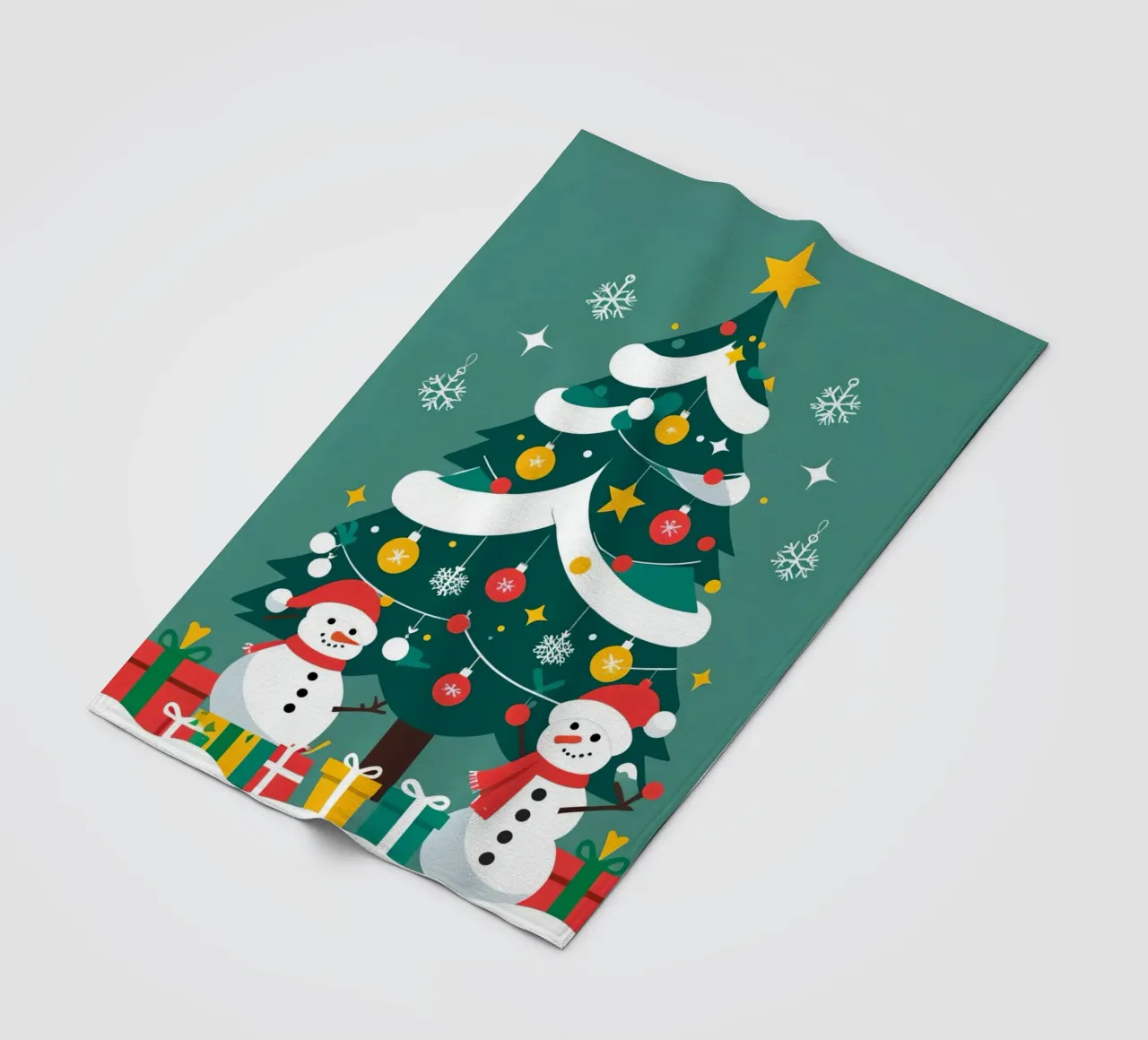 Albero di Natale con pupazzi di neve e regali coperta in pile da DesignDoodle