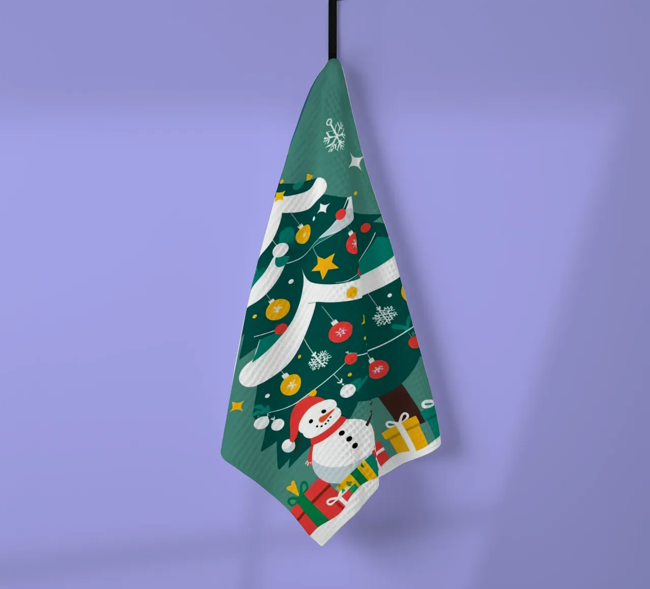 Albero di Natale con pupazzi di neve e regali canovaccio da cucina da DesignDoodle