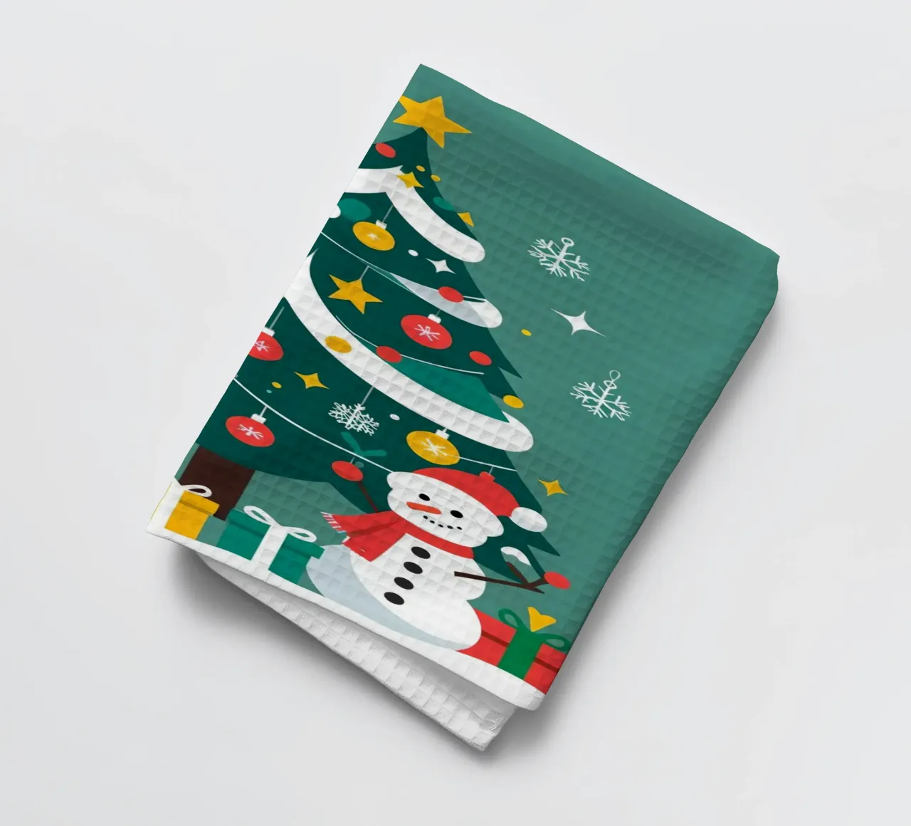 Albero di Natale con pupazzi di neve e regali canovaccio da cucina da DesignDoodle