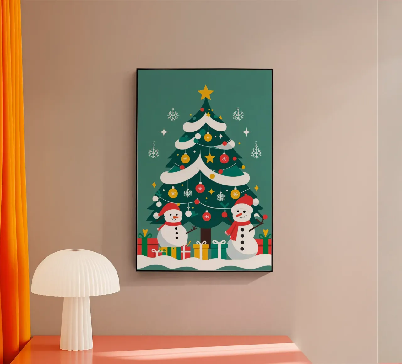 Albero di Natale con pupazzi di neve e regali plexiglass da DesignDoodle