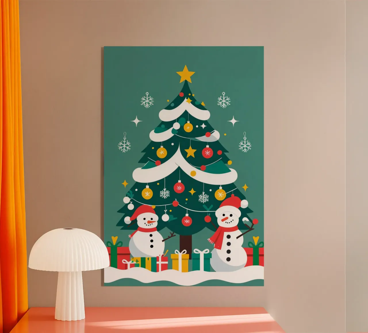 Albero di Natale con pupazzi di neve e regali plexiglass da DesignDoodle