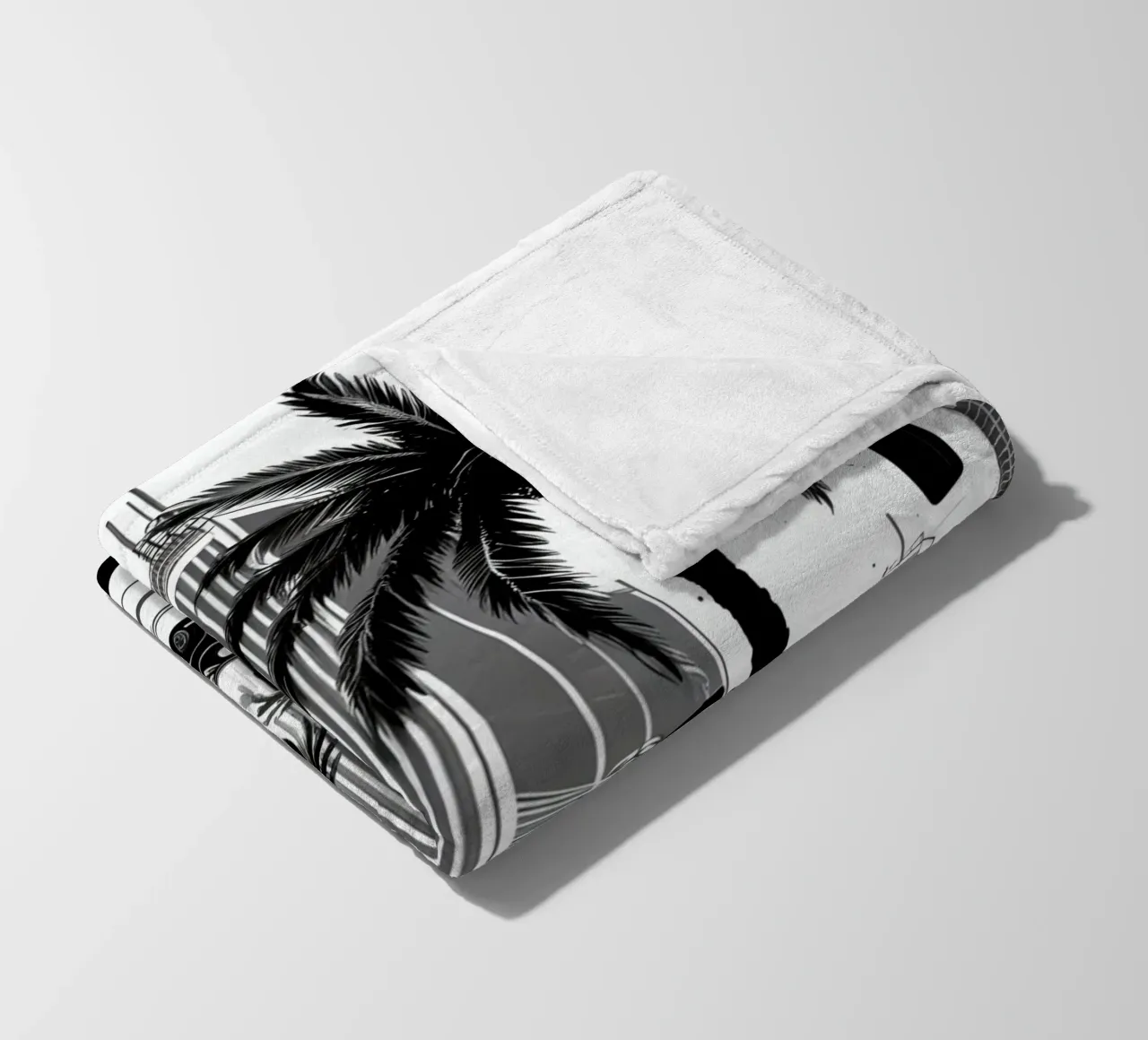 Intersezione di una strada cittadina con palme ed edifici coperta in pile da DesignDoodle
