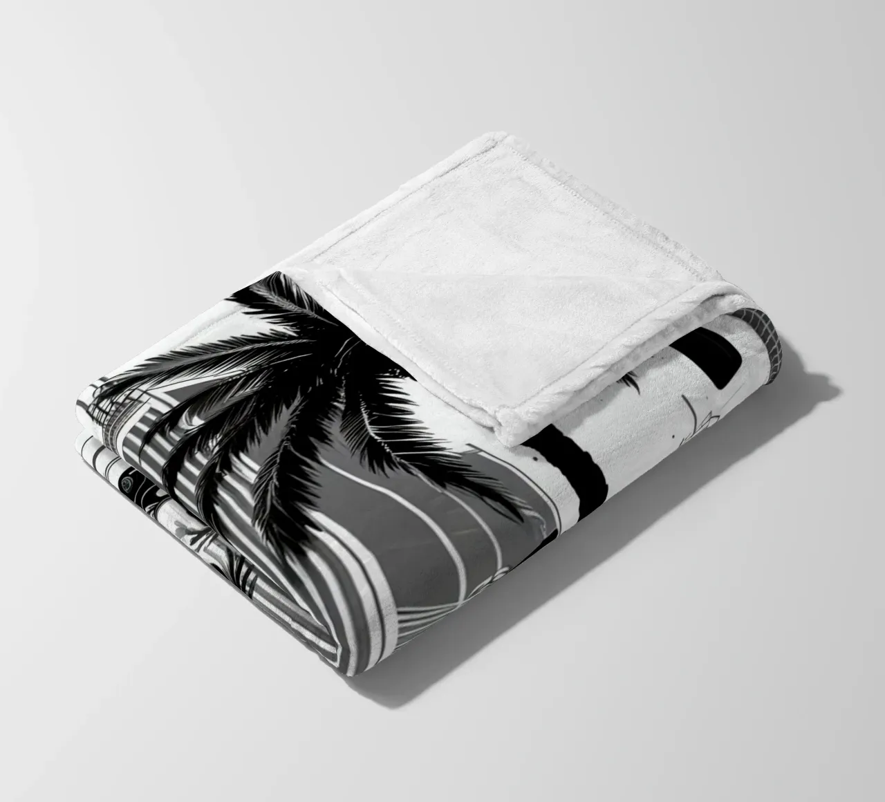 Intersezione di una strada cittadina con palme ed edifici coperta in pile da DesignDoodle