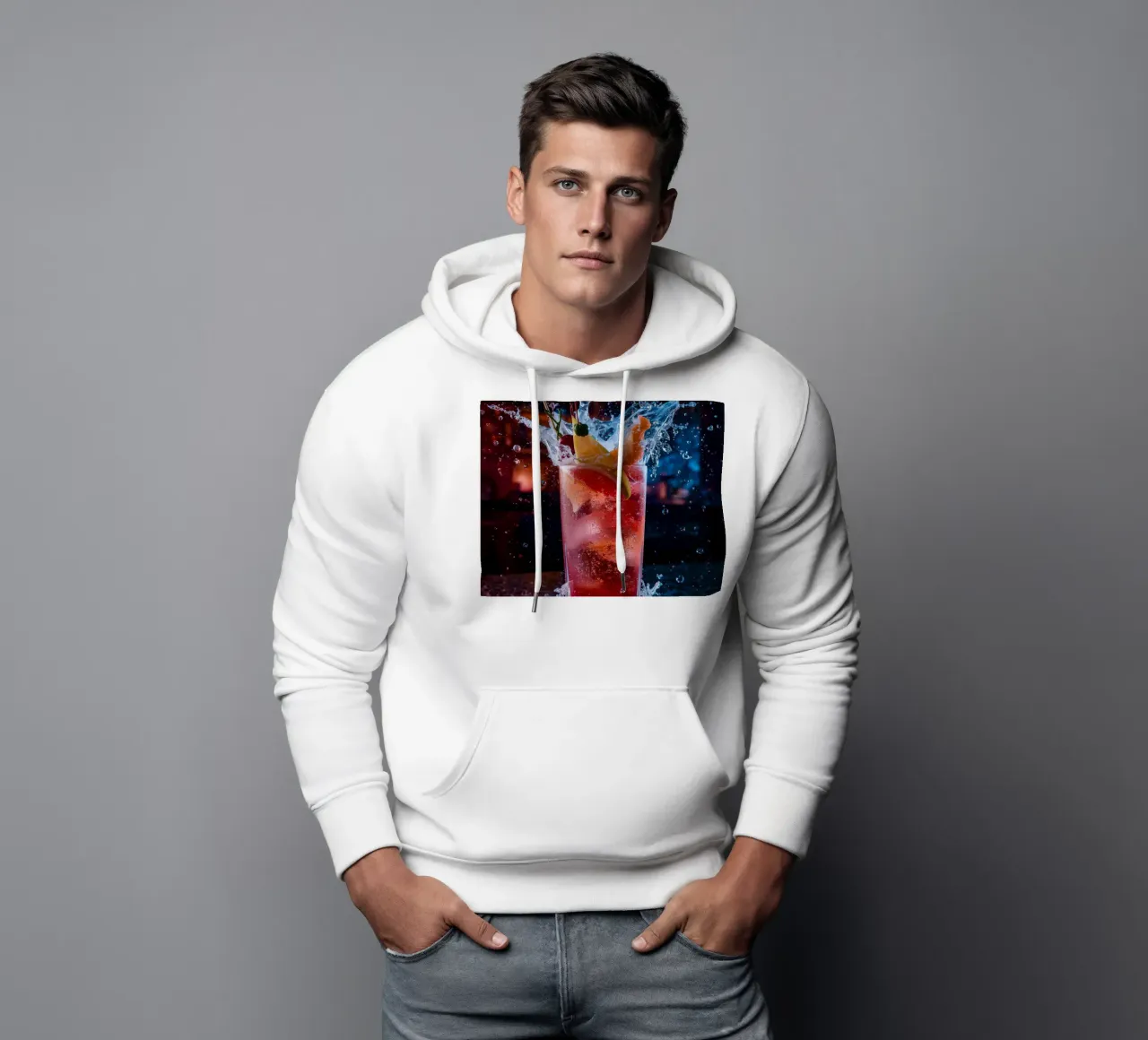 Cocktail splash con guarnizione di frutta e ghiaccio felpa con cappuccio da DesignDoodle