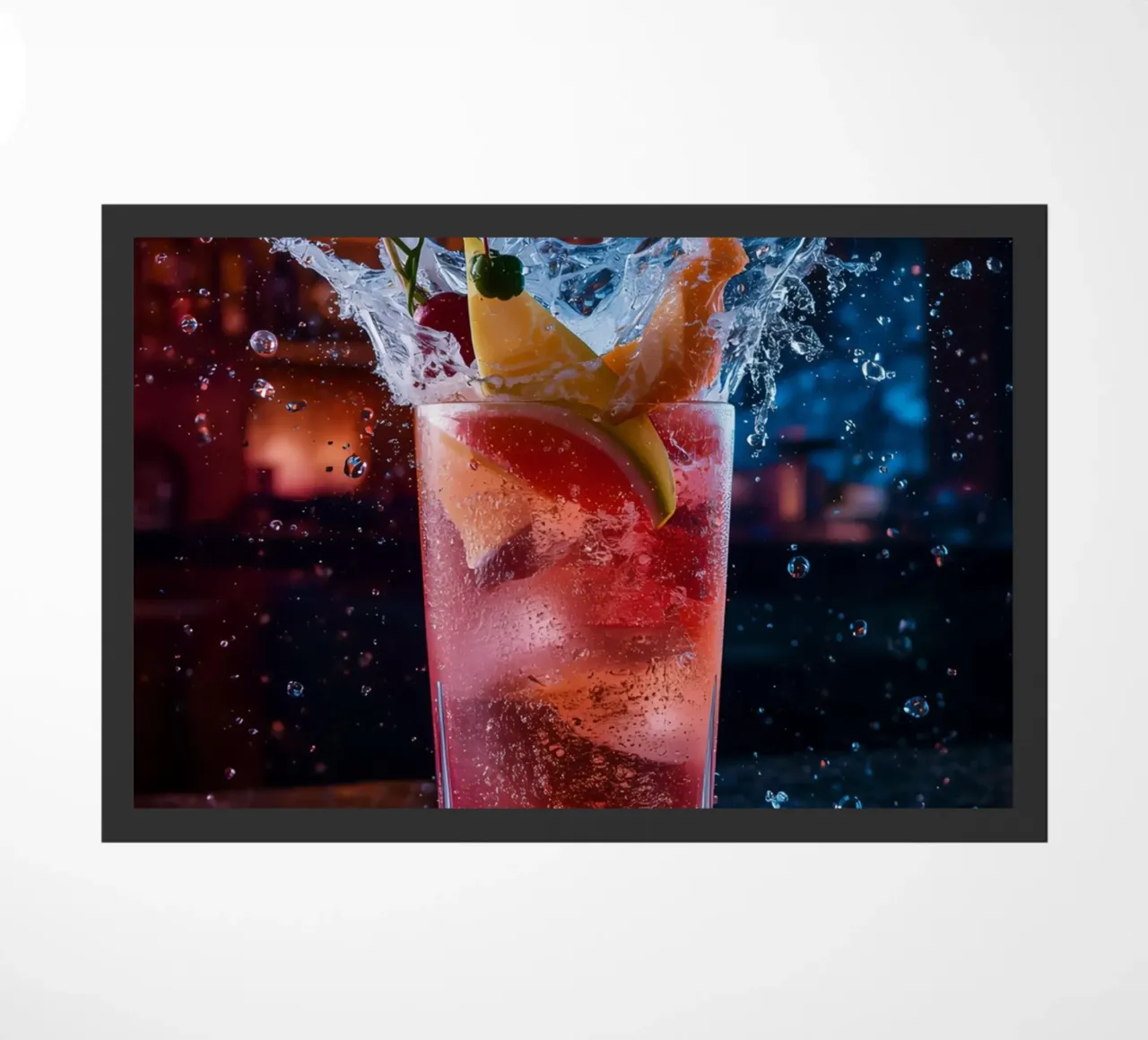 Cocktail splash con guarnizione di frutta e ghiaccio zerbino da DesignDoodle