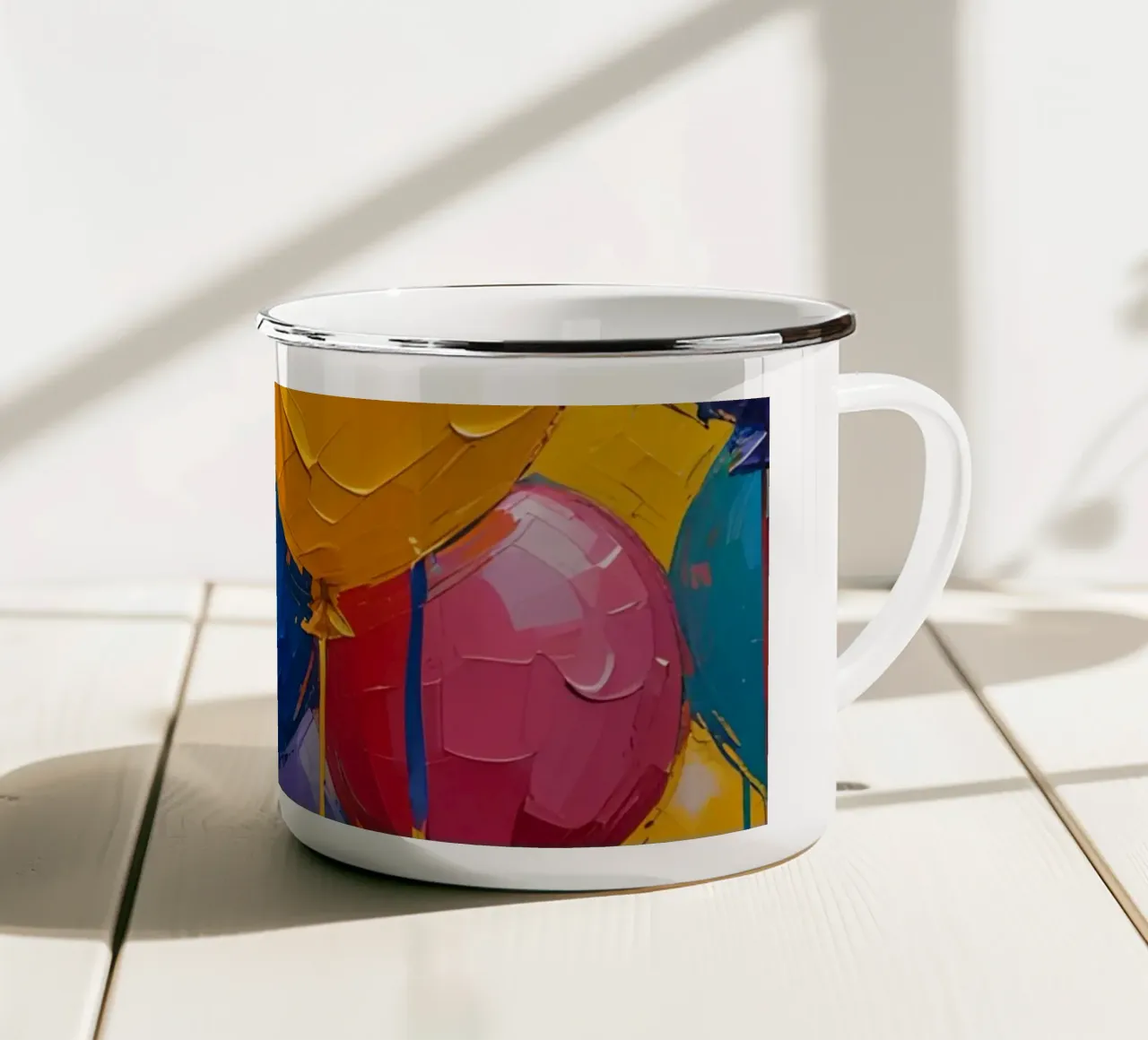 Cocktail splash con guarnizione di frutta e ghiaccio tazza in smalto da DesignDoodle