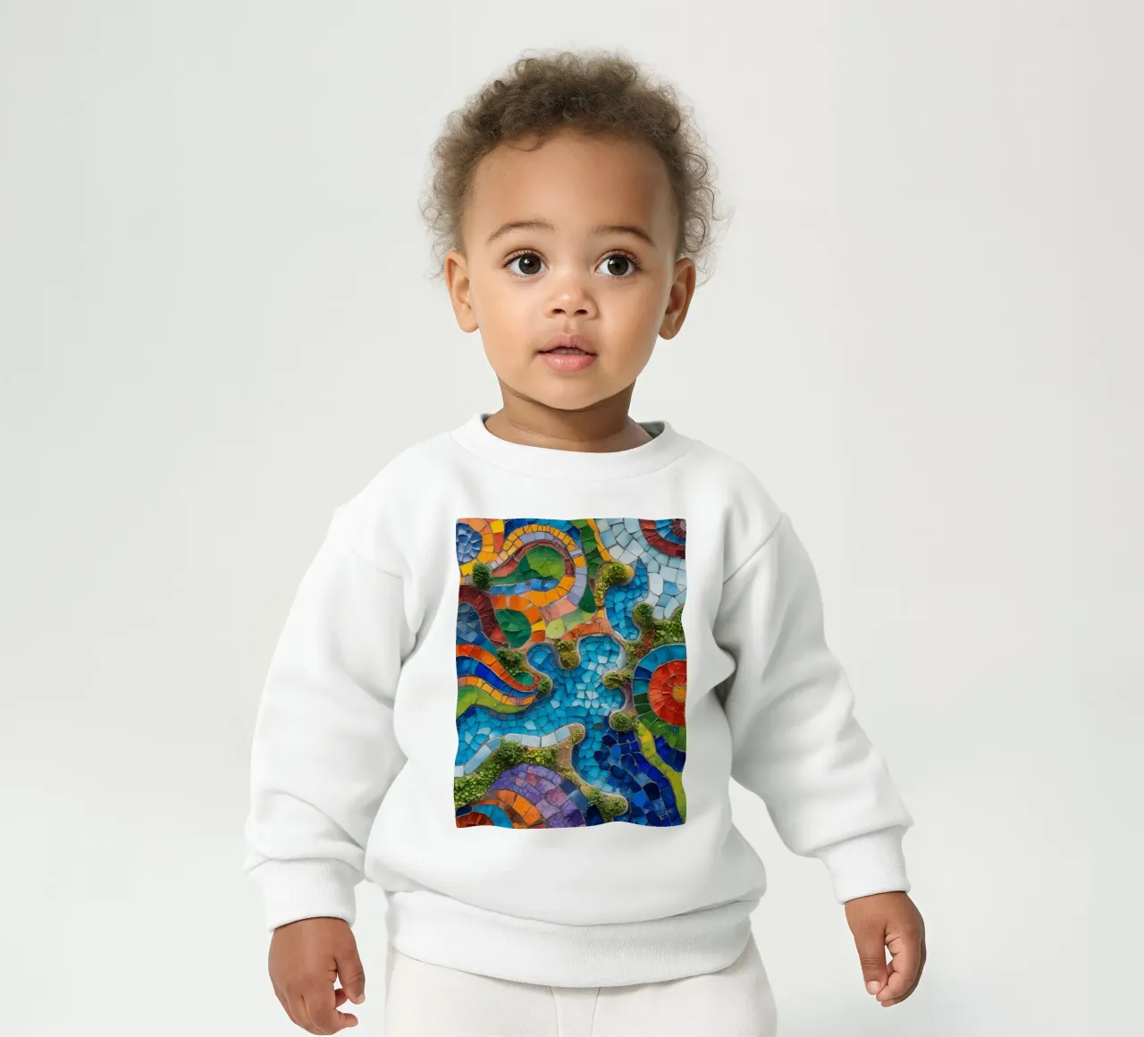 Mosaico colorato con forme organiche e verde felpa neonato da DesignDoodle