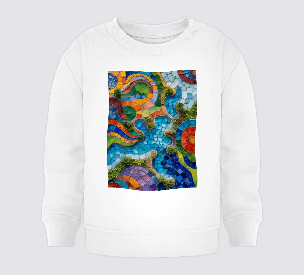 Mosaico colorato con forme organiche e verde felpa neonato da DesignDoodle