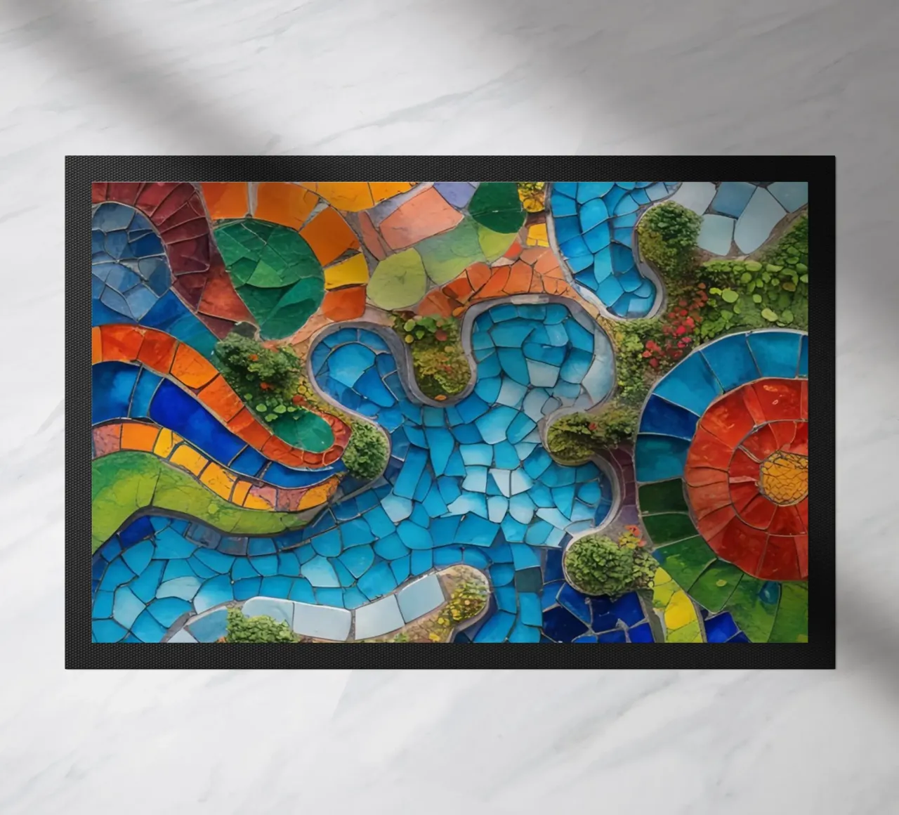 Mosaico colorato con forme organiche e verde zerbino da DesignDoodle