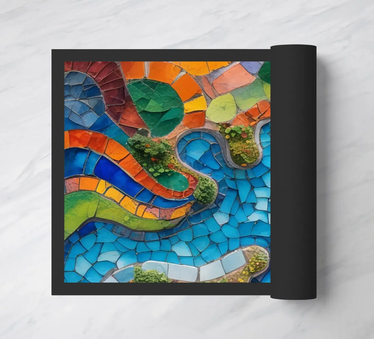 Mosaico colorato con forme organiche e verde zerbino da DesignDoodle