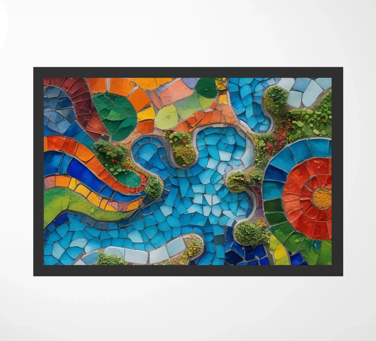 Mosaico colorato con forme organiche e verde zerbino da DesignDoodle