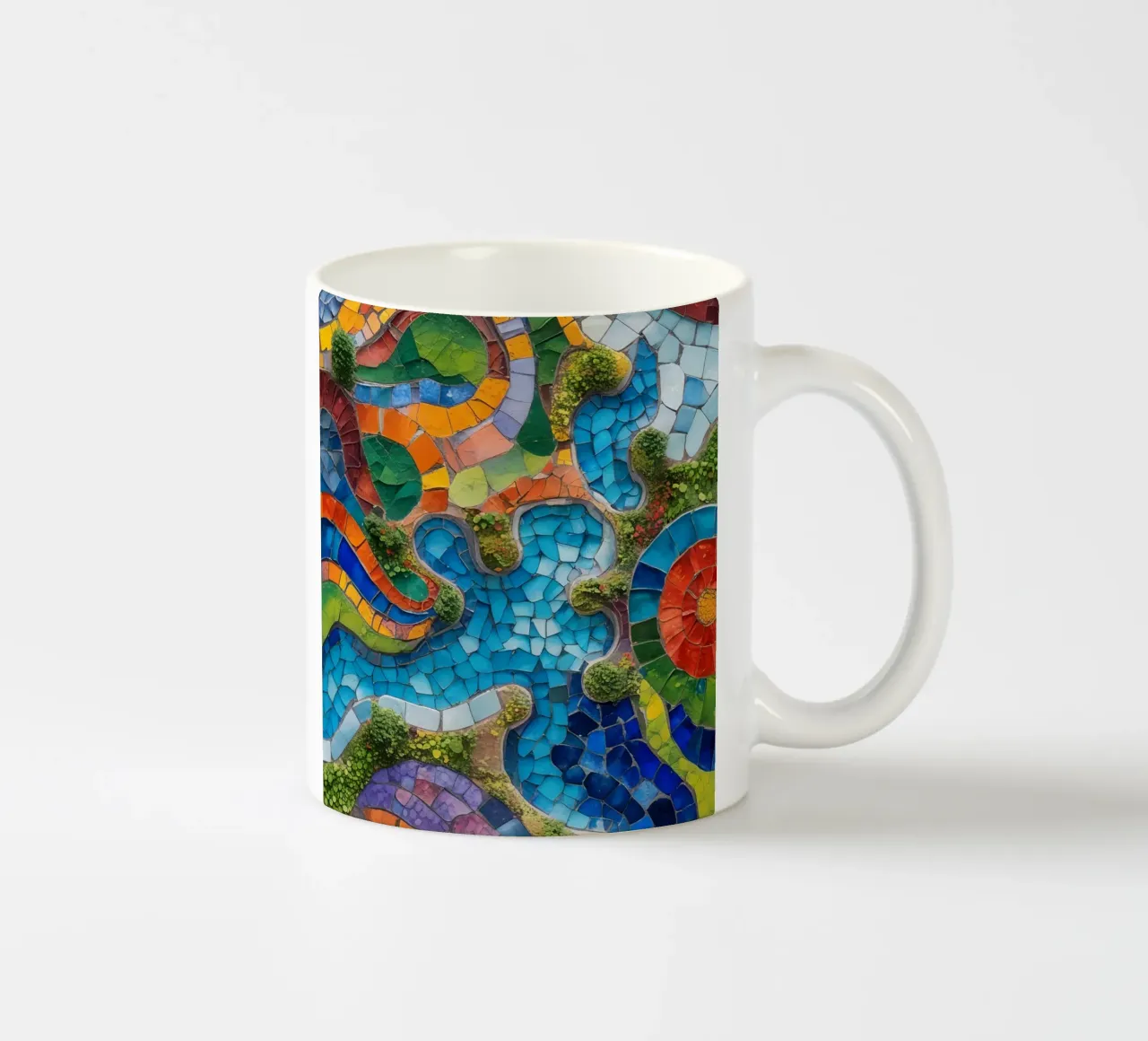 Mosaico colorato con forme organiche e verde tazza in ceramica da DesignDoodle