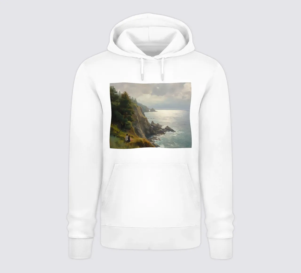 Coppia seduta su una scogliera con vista sull'oceano felpa con cappuccio da DesignDoodle