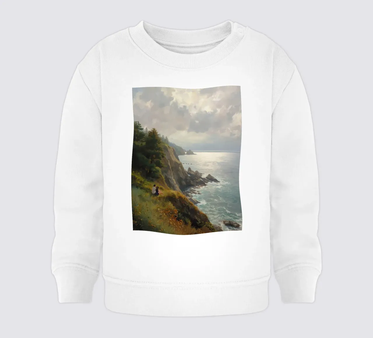 Coppia seduta su una scogliera con vista sull'oceano felpa neonato da DesignDoodle