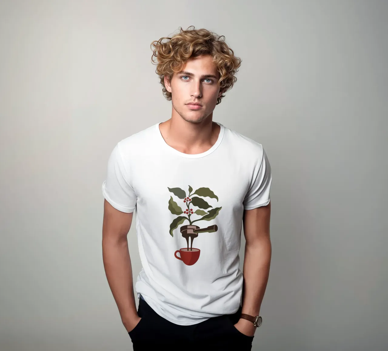 Caffè festivo con foglie di bacche t-shirt da TeeLab