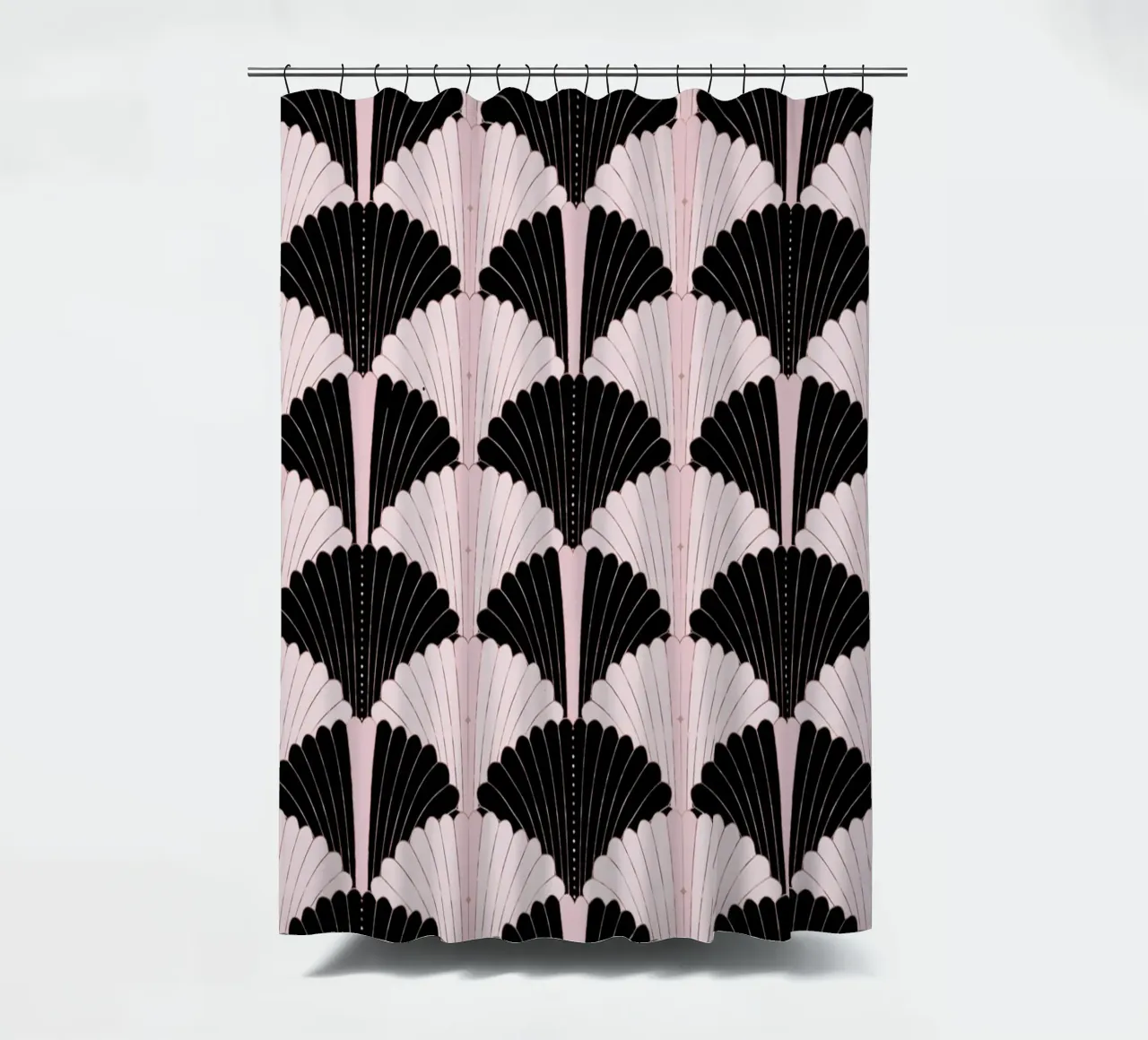 Motivo Art Déco in nero e rosa chiaro. Con riflessi dorati tenda da doccia da CalliLetters