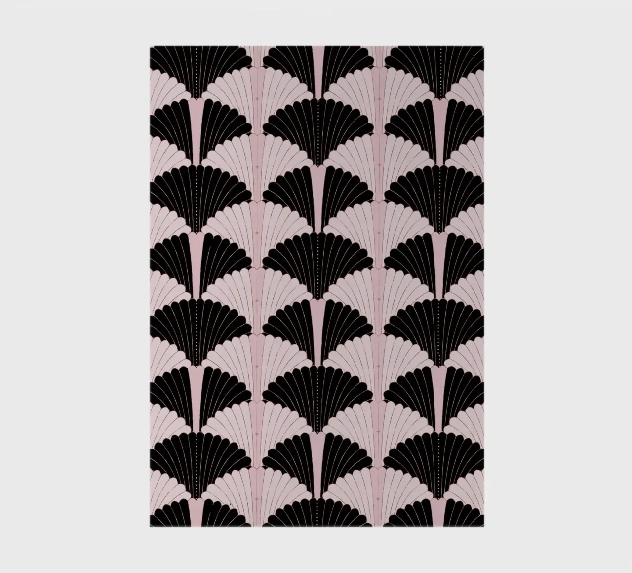 Art Deco pattern in black and light pink. With gold shimmer notebook by CalliLetters